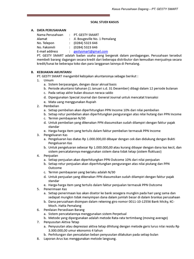 Tugas Materi MYOB PT. GESTY SMART 23 | PDF