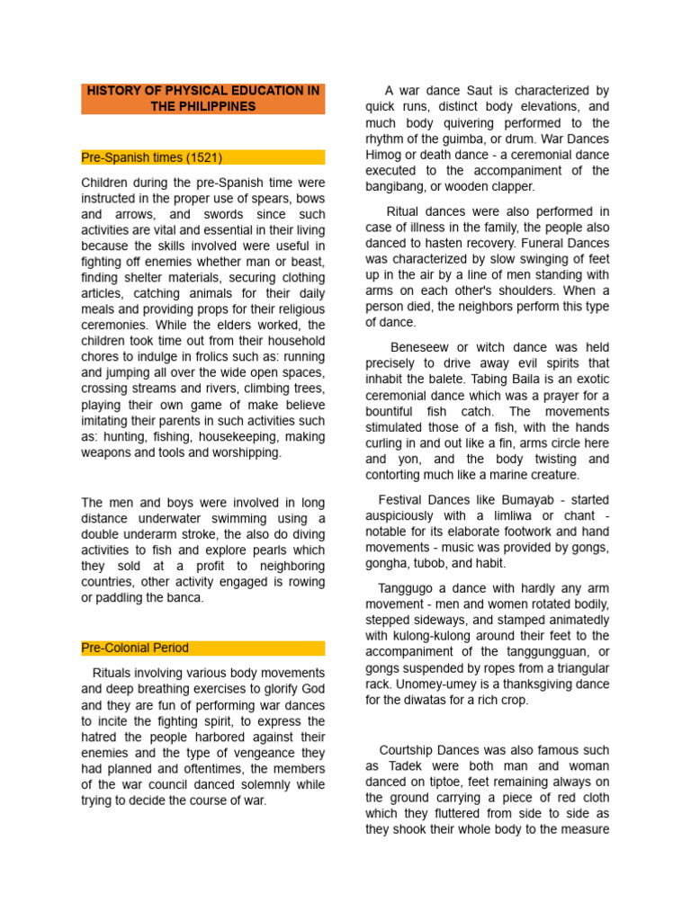 History of Physical Education in the Philippines | PDF | Physical ...