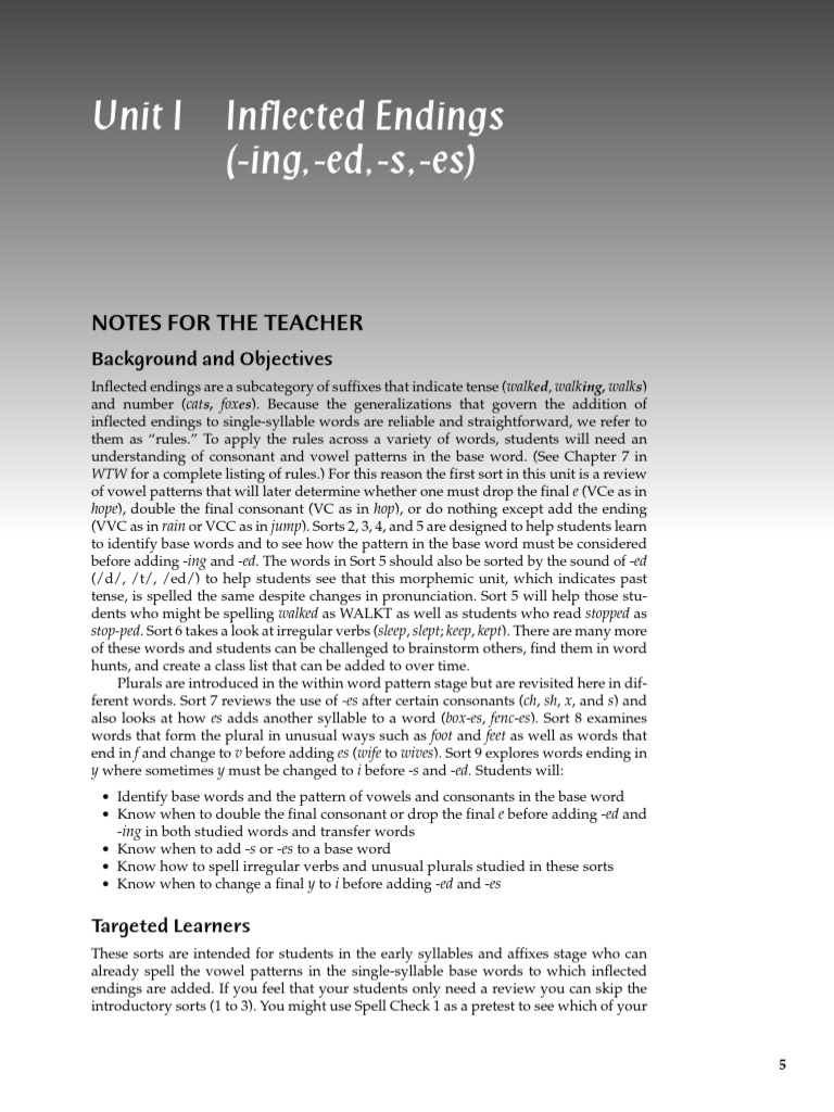 unit-i-inflected-endings-ing-ed-s-es-notes-for-the-teacher
