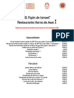 Carta El Figón de Ismael