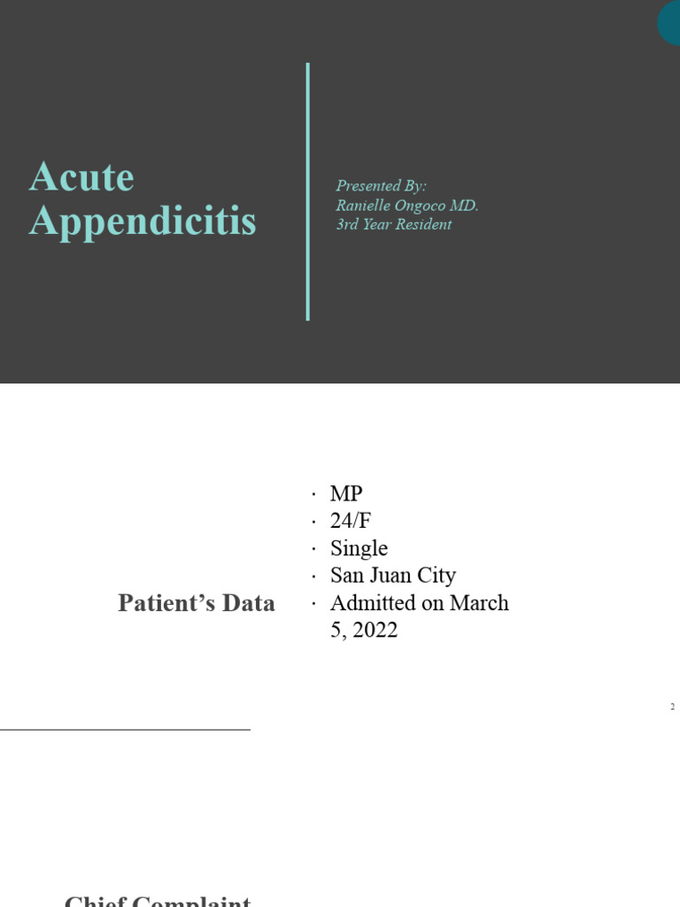 Acute Appendicitis RNL | PDF | Clinical Medicine | Medical Specialties