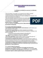 Tema 11 - LA EVALUACIÓN AL SERVICIO DE LOS CENTROS