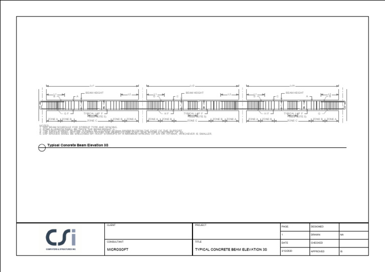 ETABS 2016 16.0.2 - Print View - Typical Concrete Beam Elevation 3S | PDF