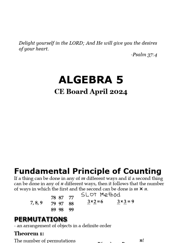 2024 April Algebra 5 - LECTURE | PDF