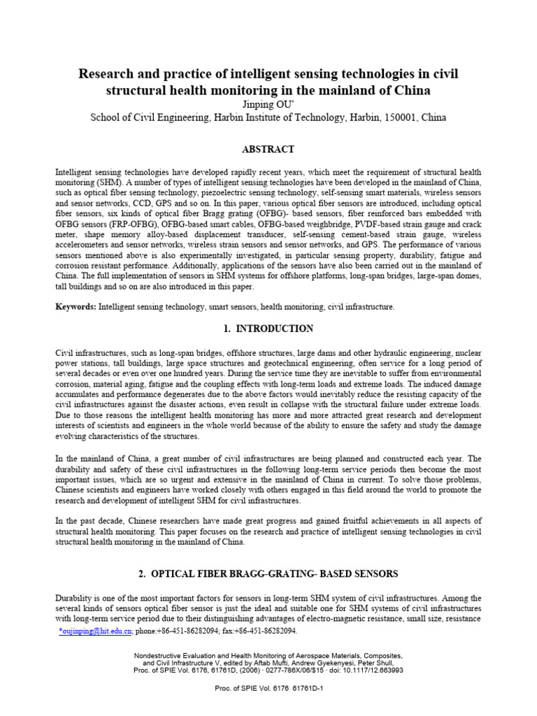 Research and practice of intelligent sensing technologies in civil