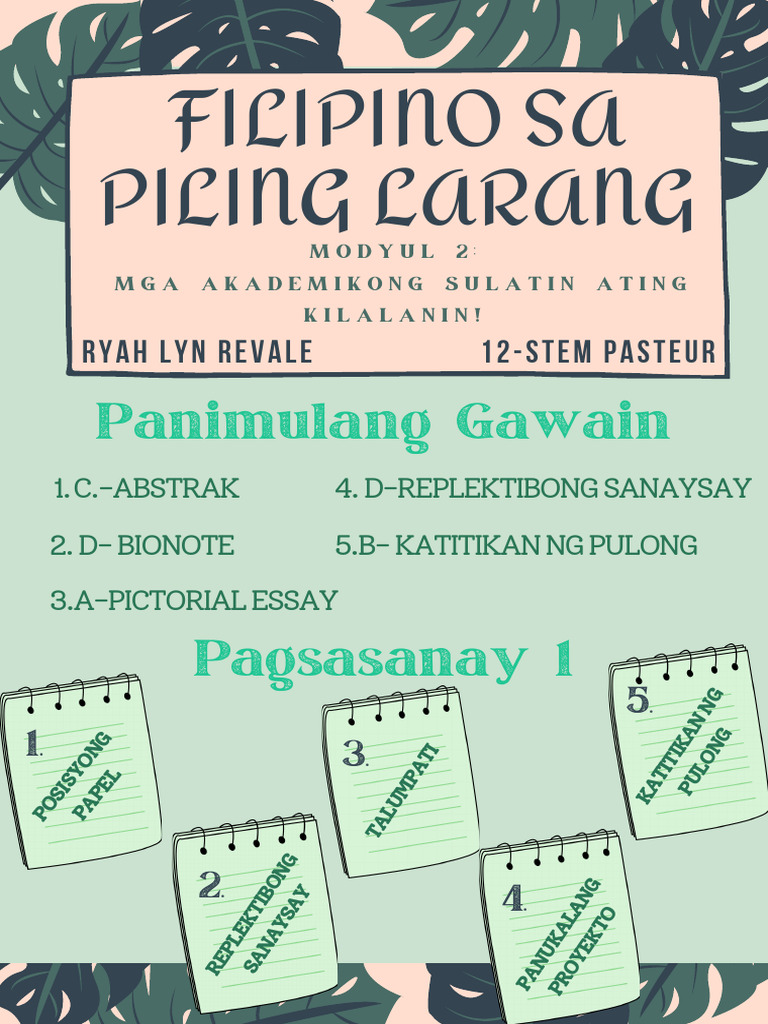 Filipino Sa Piling Larang Q3 - Module 2 Output | PDF