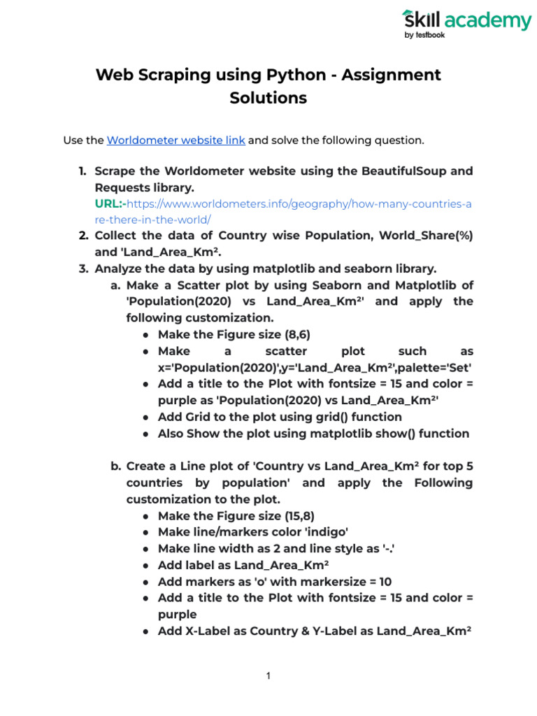 Web Scraping Using Python - Assignment Solutions | PDF