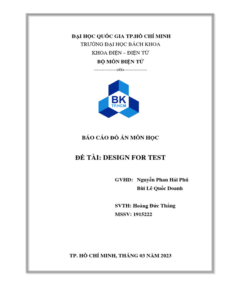 Báo Cáo Đ Án 1 (Design For Test) | PDF