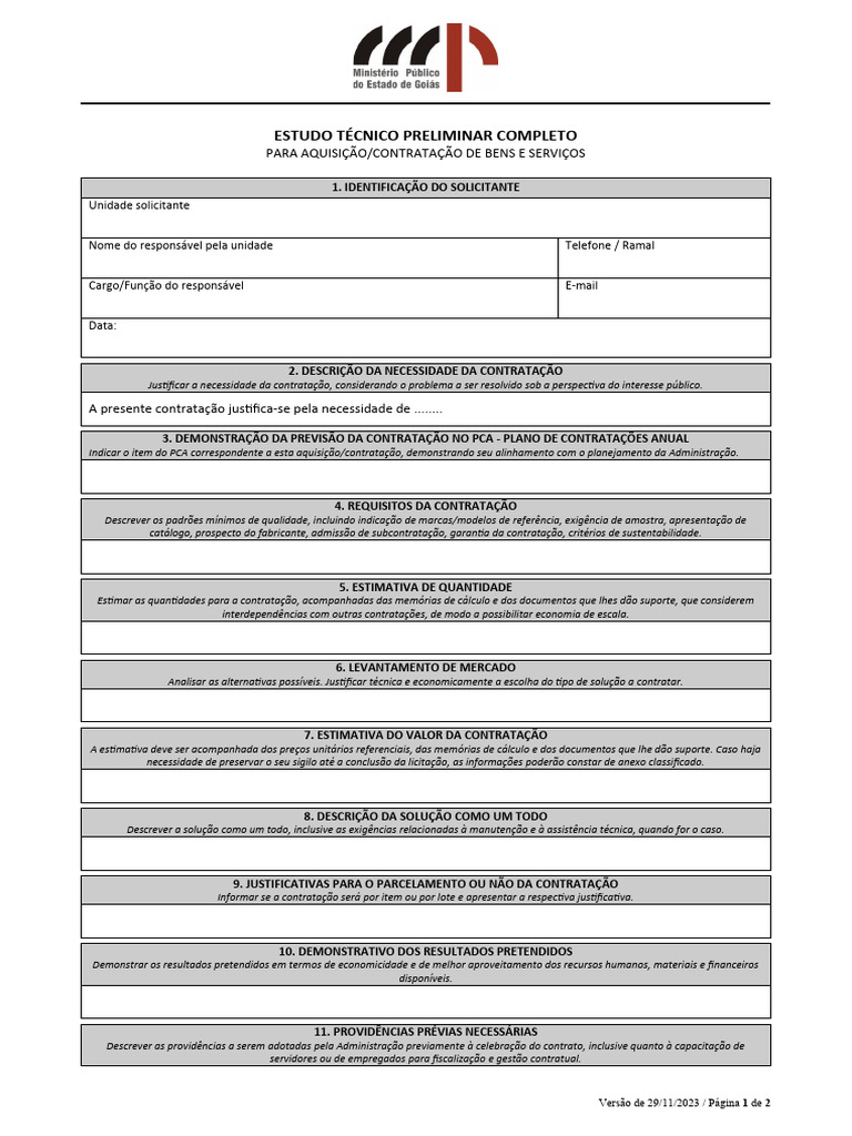 Modelo de Estudo Técnico Preliminar | PDF | Economia | Gestão de ...