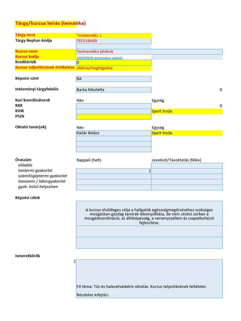 Testnevelési Játékok | PDF