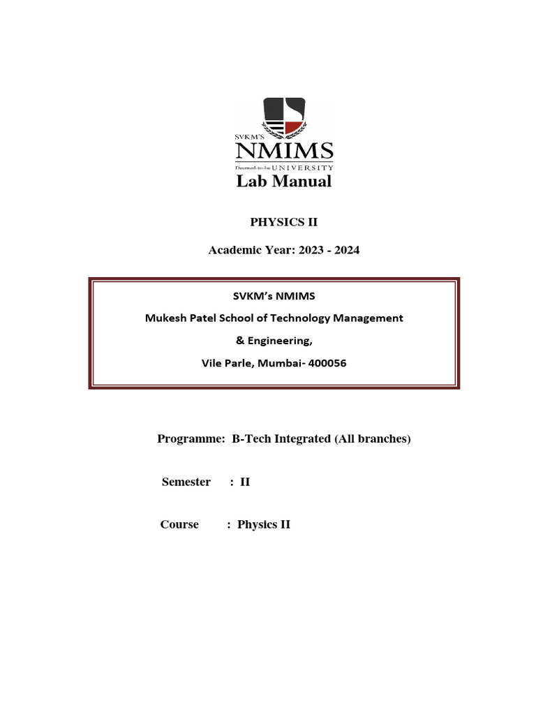 2023-24 Sem II Physics II Lab Manual | PDF