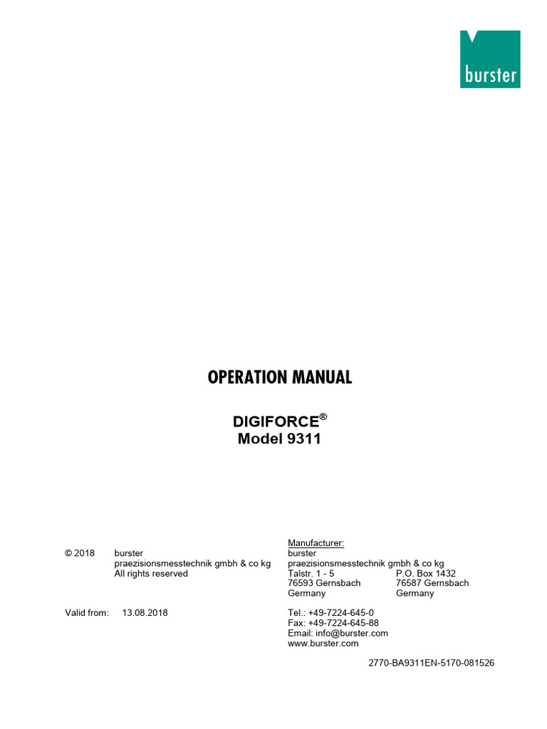 DigiForce - 9311 - Graphic - Manual | PDF | Sensor | Electrical Connector