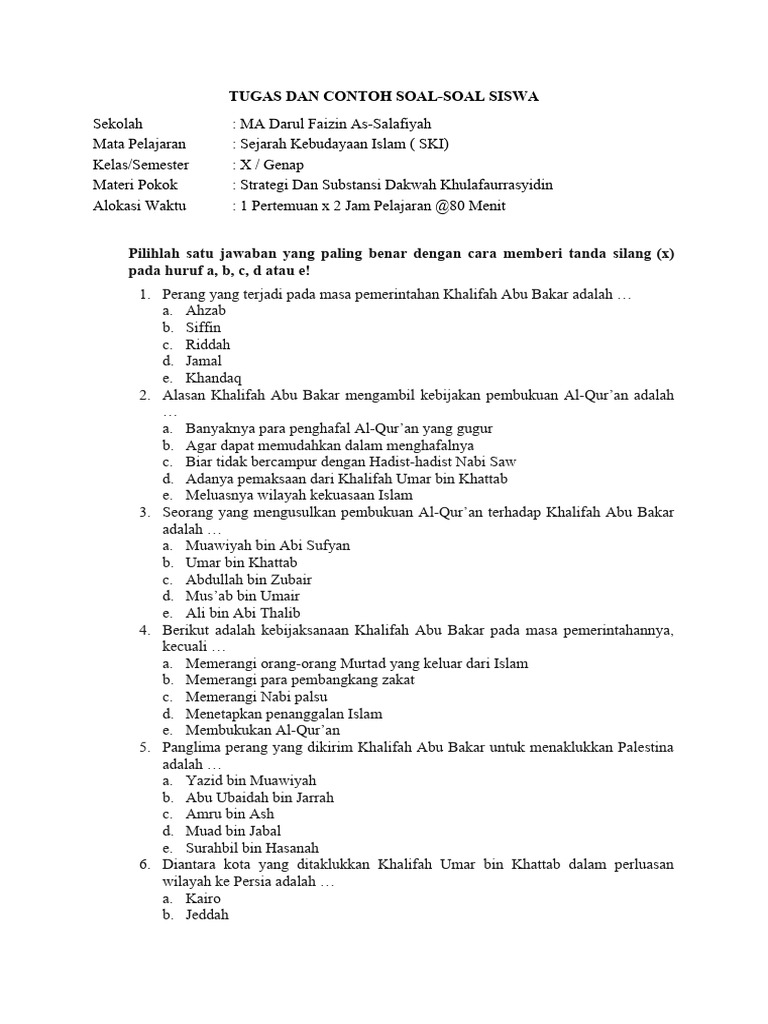Tugas Dan Contoh Soal Ski Kelas X Pdf