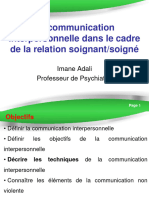 La Communication Interpersonnelle Dans Le Cadre de La Relation Soignant/soigné