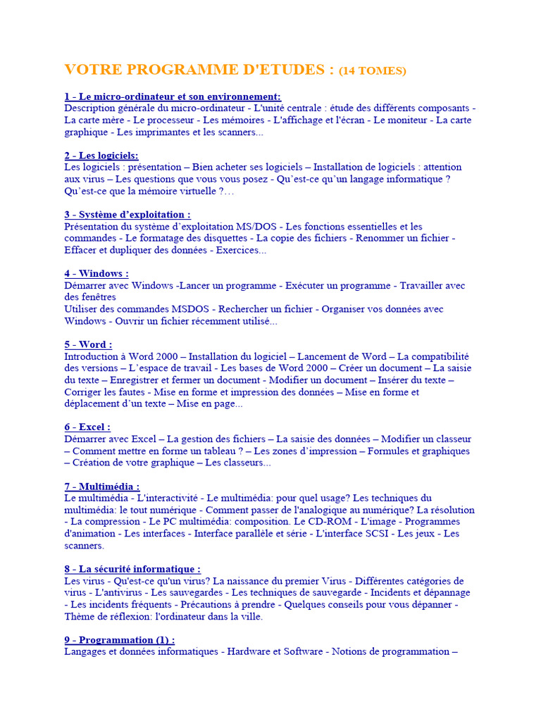 Programme Cours | PDF