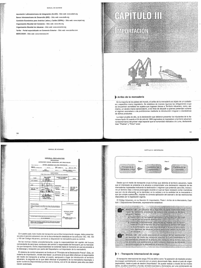Arribo Y Destinaciones Manual De Aduanas Pdf