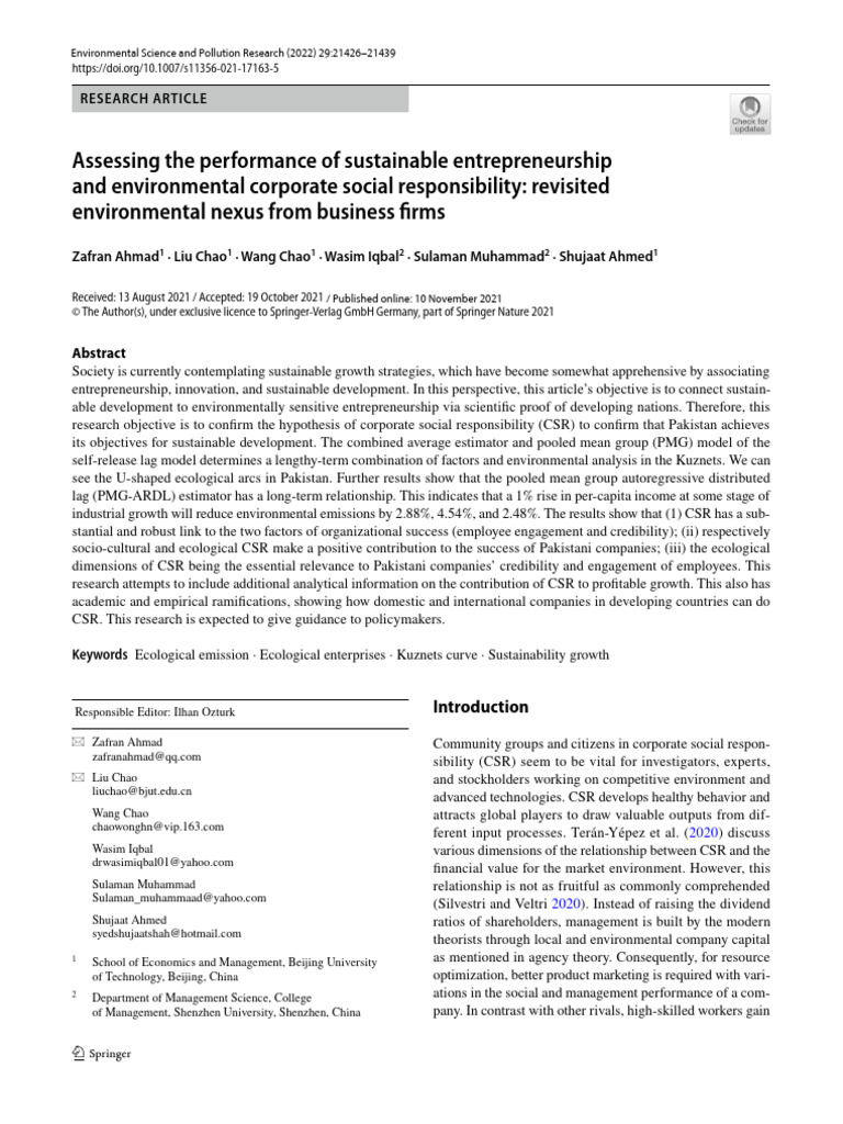 Sustainable CSR in Pakistani Firms | PDF | Corporate Social ...