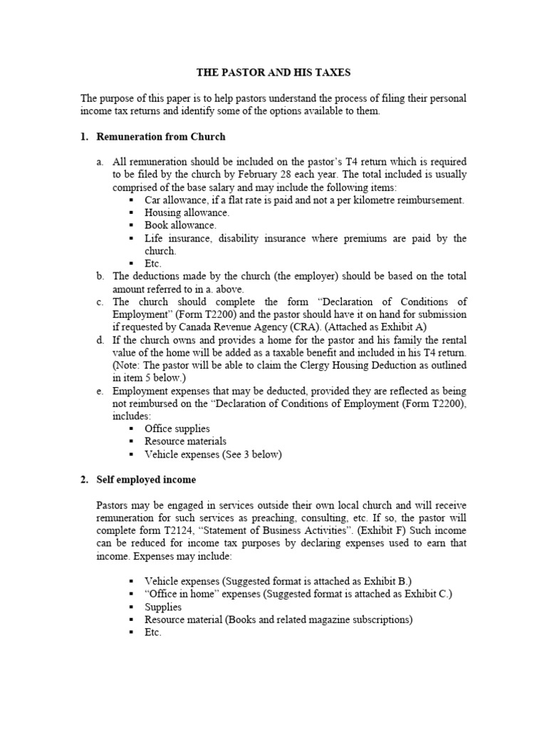 Pastor's Guide to Tax Filing Essentials | PDF | Expense | Self Employment