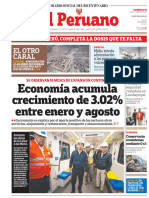 El Peruano: Economía Acumula Crecimiento de 3.02% Entre Enero y Agosto