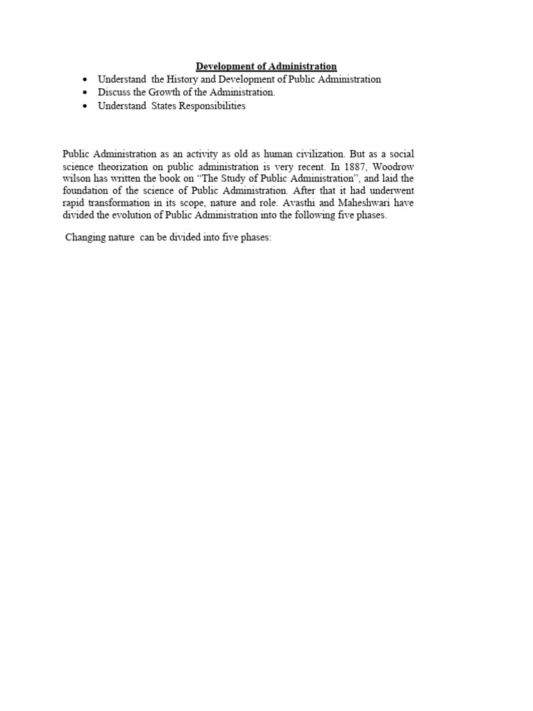 Evolution of Public Administration History | PDF