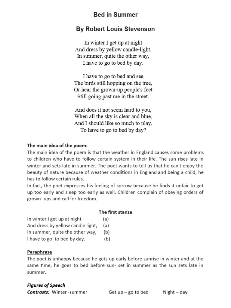 Bed in Summer | PDF