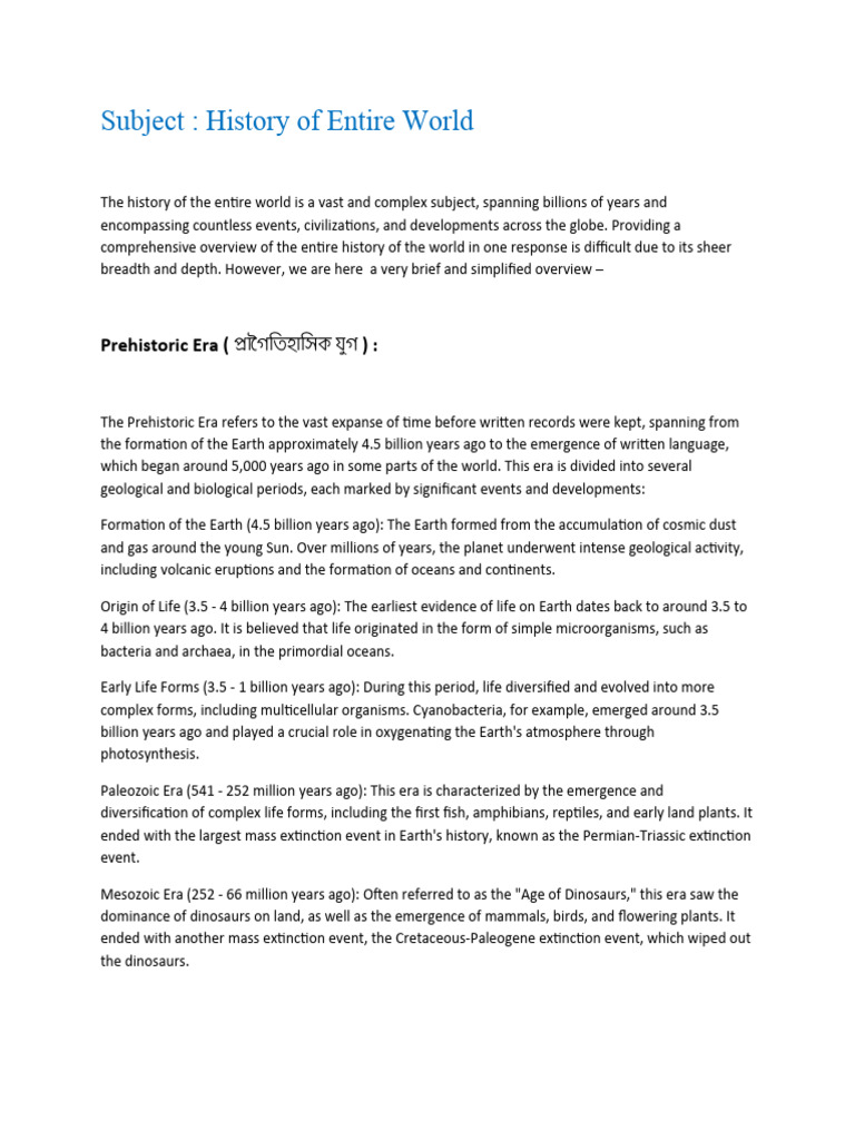Overview of World History Timeline | PDF | Age Of Enlightenment ...