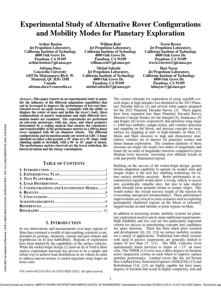 Planetary Rover Mobility Study | PDF | Mars | Moon