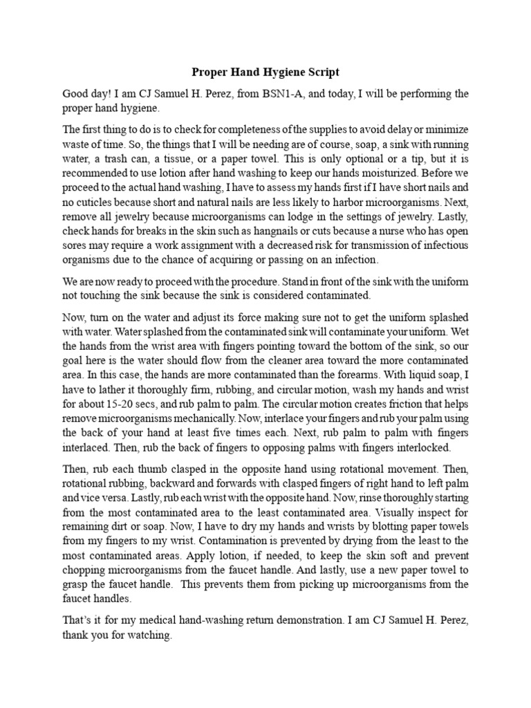 Hand Hygiene Pdf