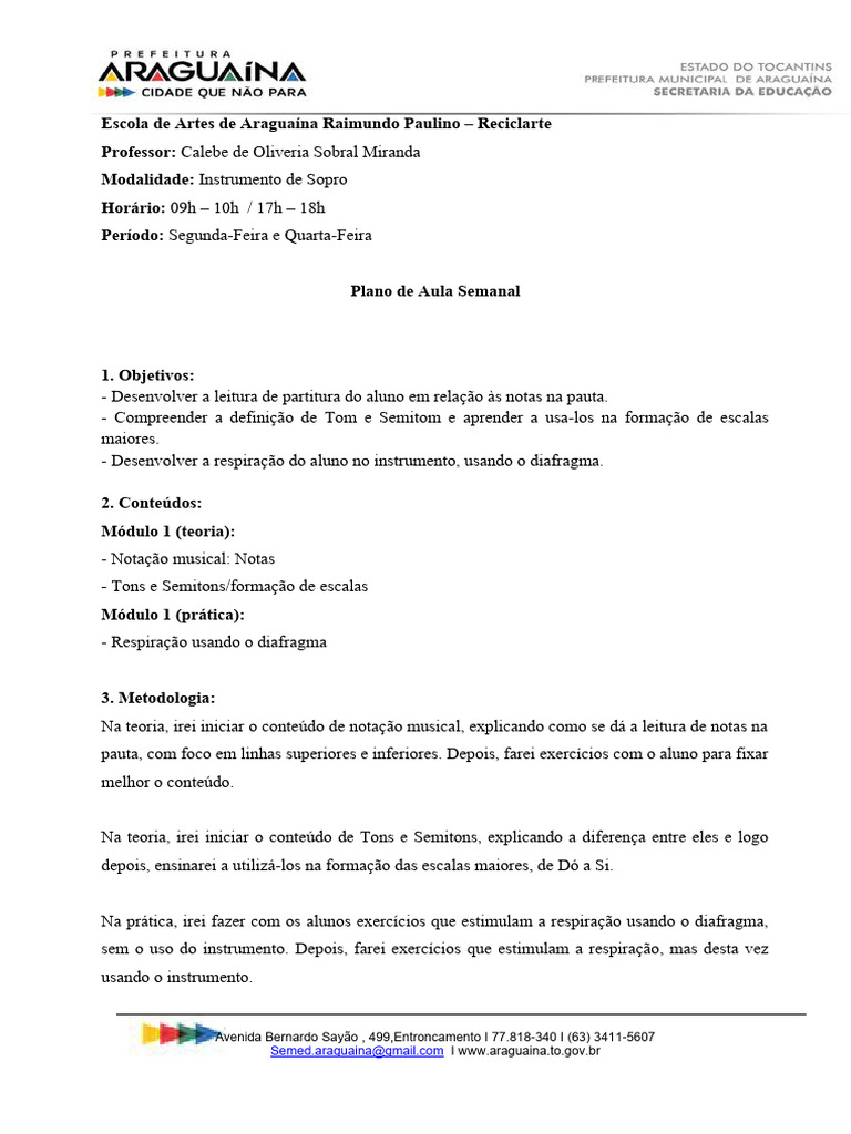 Modelo de Plano de Aula | PDF