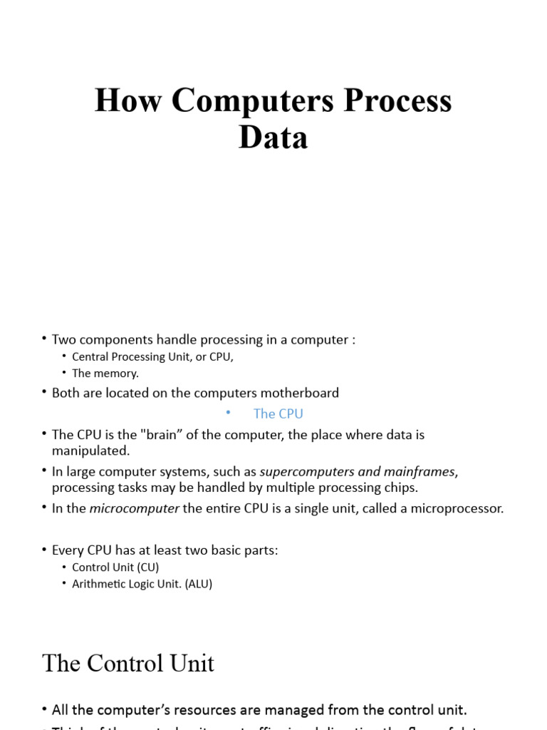 How Computers Process Data | PDF | Central Processing Unit | Computer ...