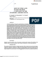 Treatment of Citric Acid Wastewater For High Quality Effluent On The Anaerobic - Aerobic Route