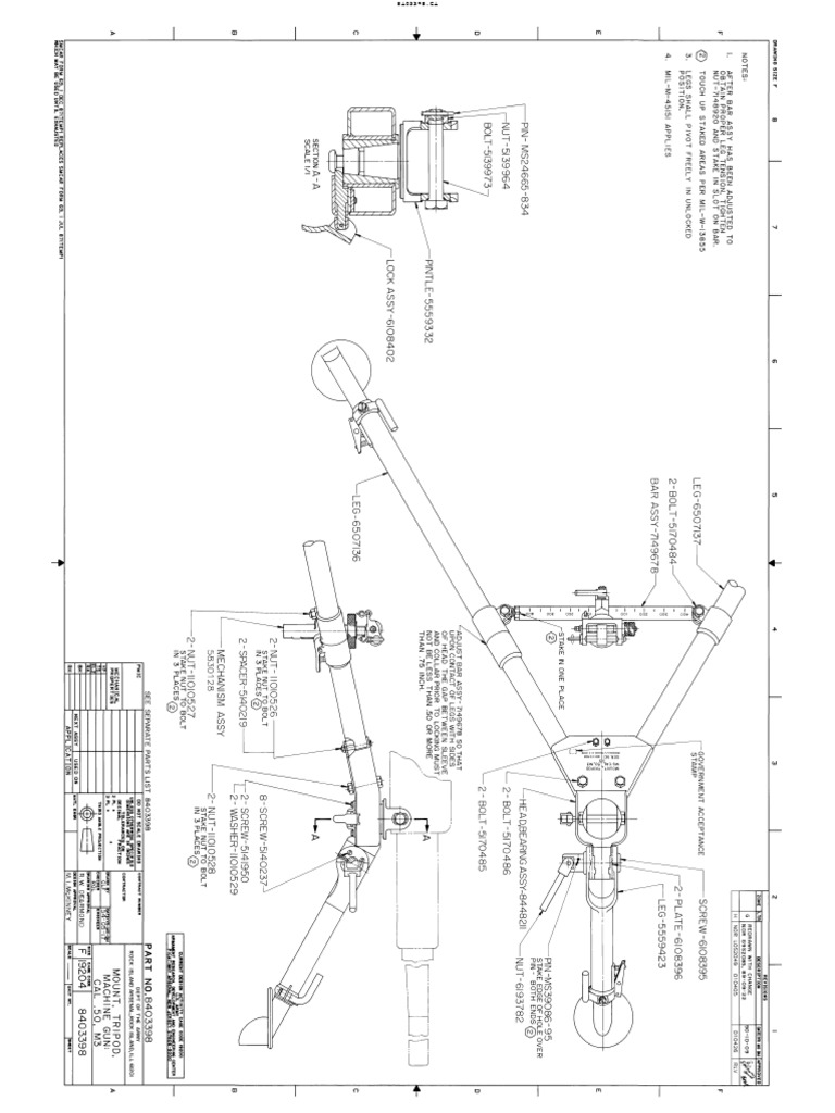 M3 Tripod Parts and Diagrams | PDF | Screw | Metalworking