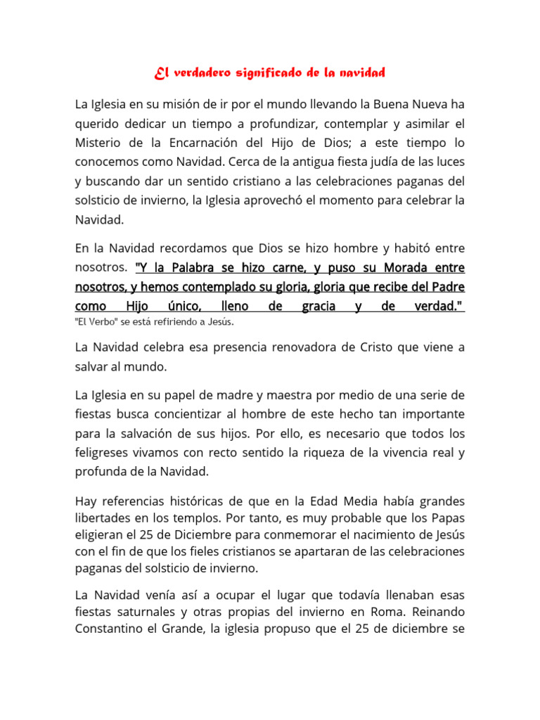 El Verdadero Significado de la Navidad | PDF | Navidad | María, madre ...