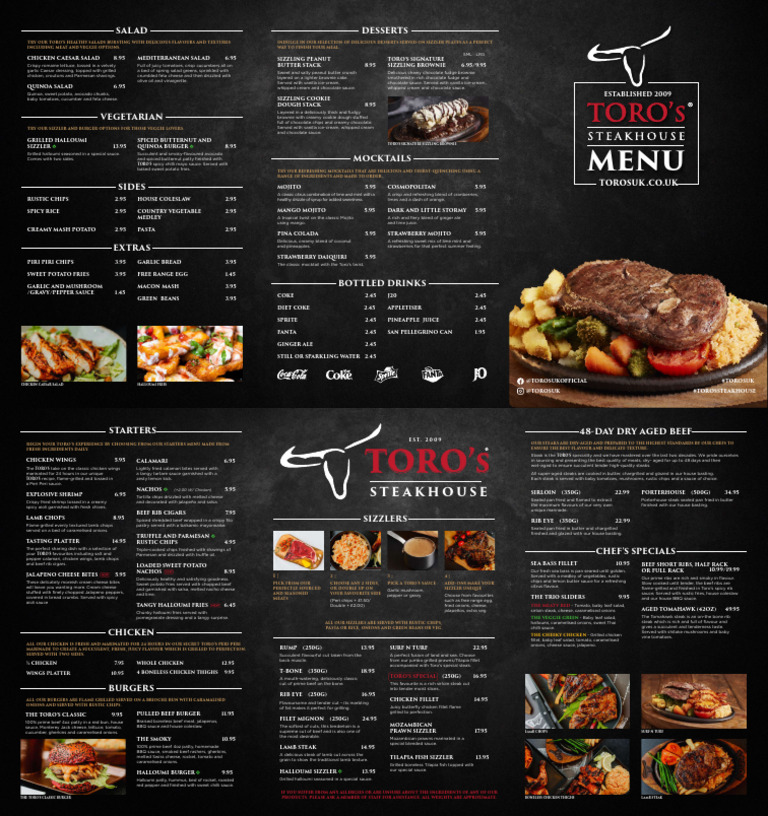 Toro's Menu Highlights and Prices | PDF