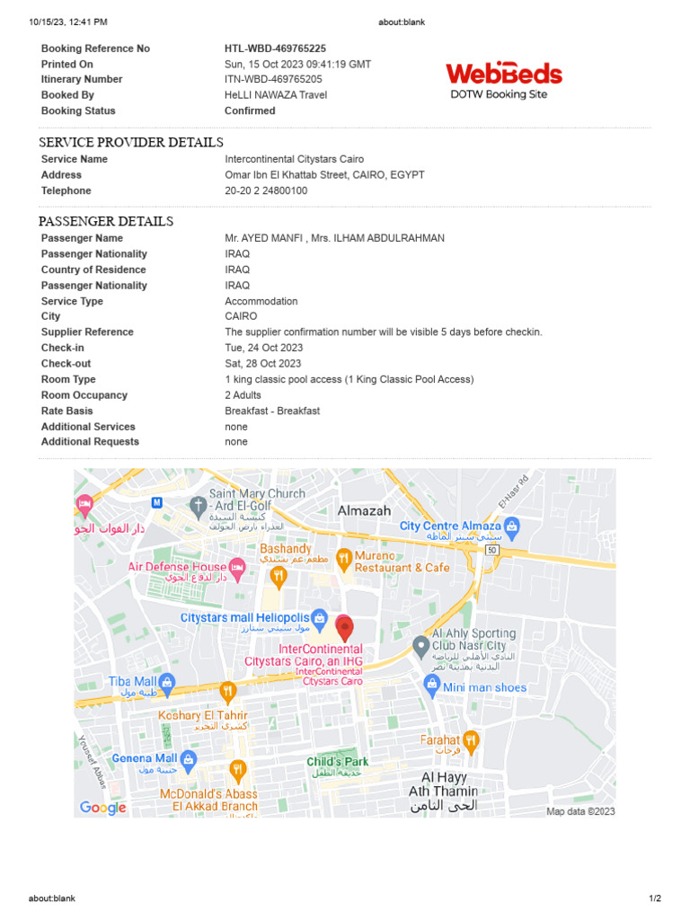 Hotel Booking Voucher Template PDF