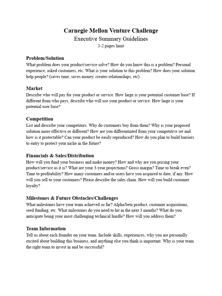 Executive Summary Guidelines PDF