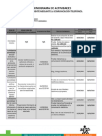 Cronograma de Actividades: Servicio Al Cliente Mediante La Comunicación Telefónica