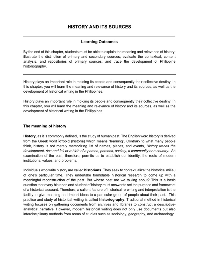 1 History and Its Sources | PDF | Primary Sources | Historiography