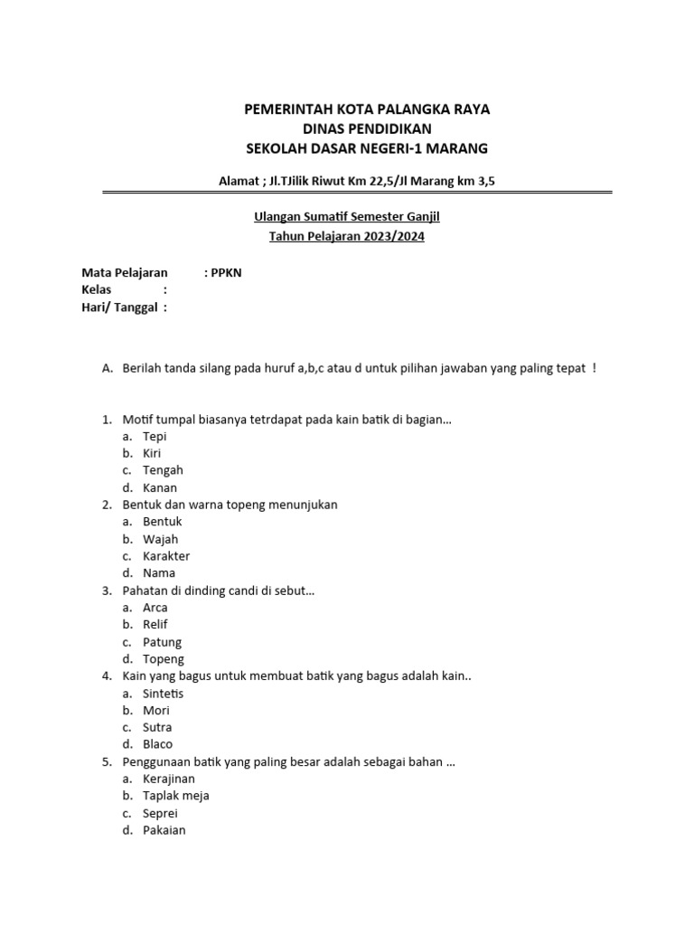 Sbdp Soal Ulangan Sumatif Semester 2 Kelas 5 Pdf