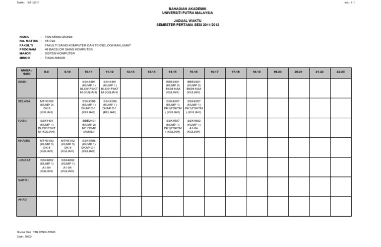 Time Schedule | PDF | Technology & Engineering