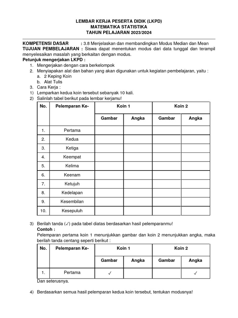 Lembar Kerja Peserta Didik (LKPD) | PDF