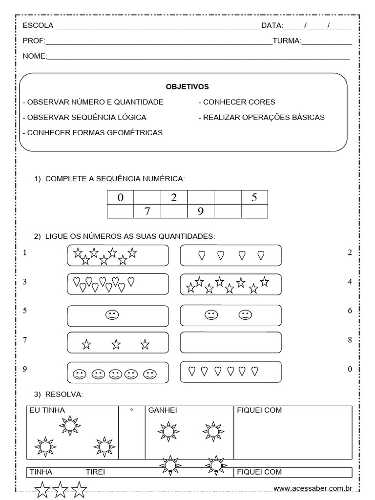 Avaliacao de Matematica 1º Ano | PDF