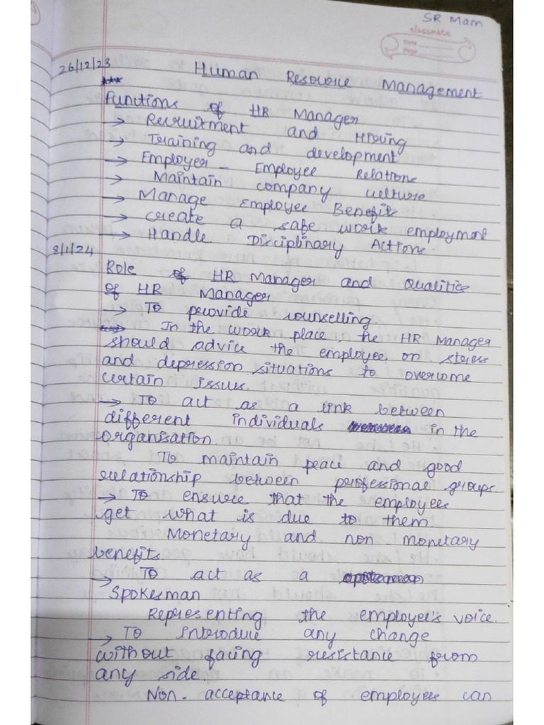 SR Mam HRM Notes | PDF