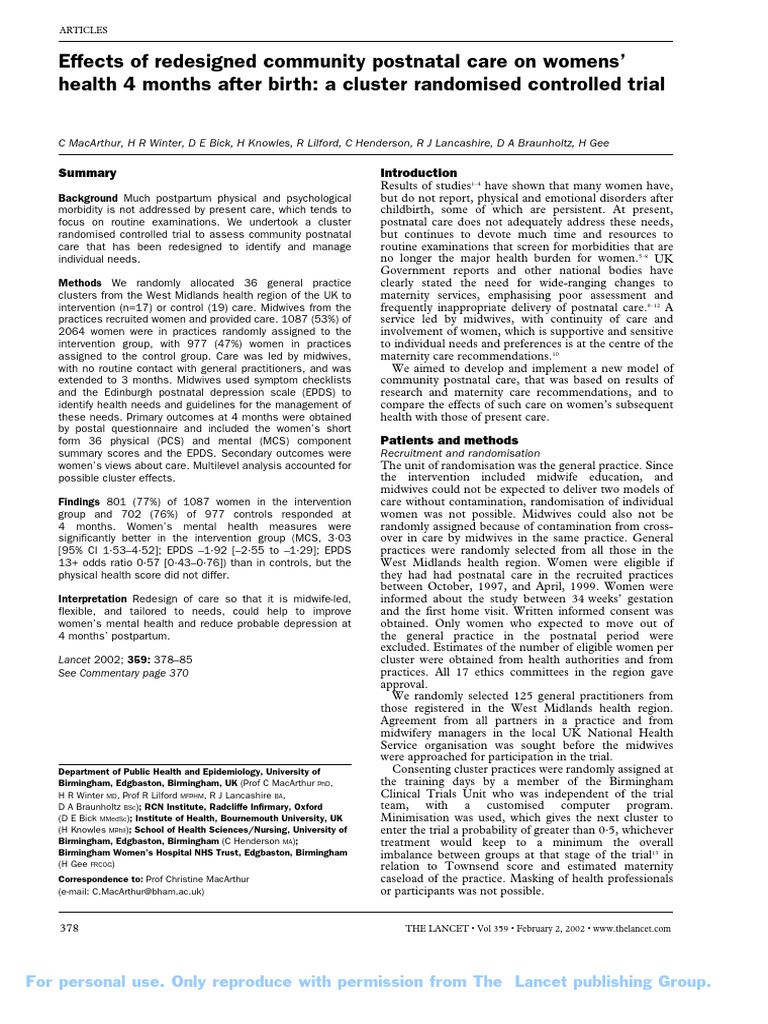 Impact of Midwife-Led Postnatal Care | PDF | Midwife | Postpartum Period