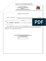 Certificate of ALS Program Completion (Enclosure No. 4) PPA 5