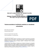 Factores Asociados Al Rendimiento Académico en Estudiantes Universitarios.