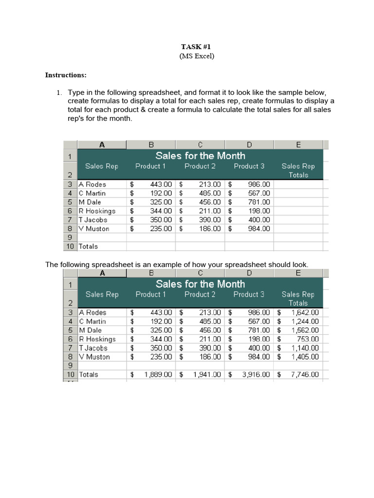 Excel Spreadsheet Formatting and Formulas | PDF | Career & Growth
