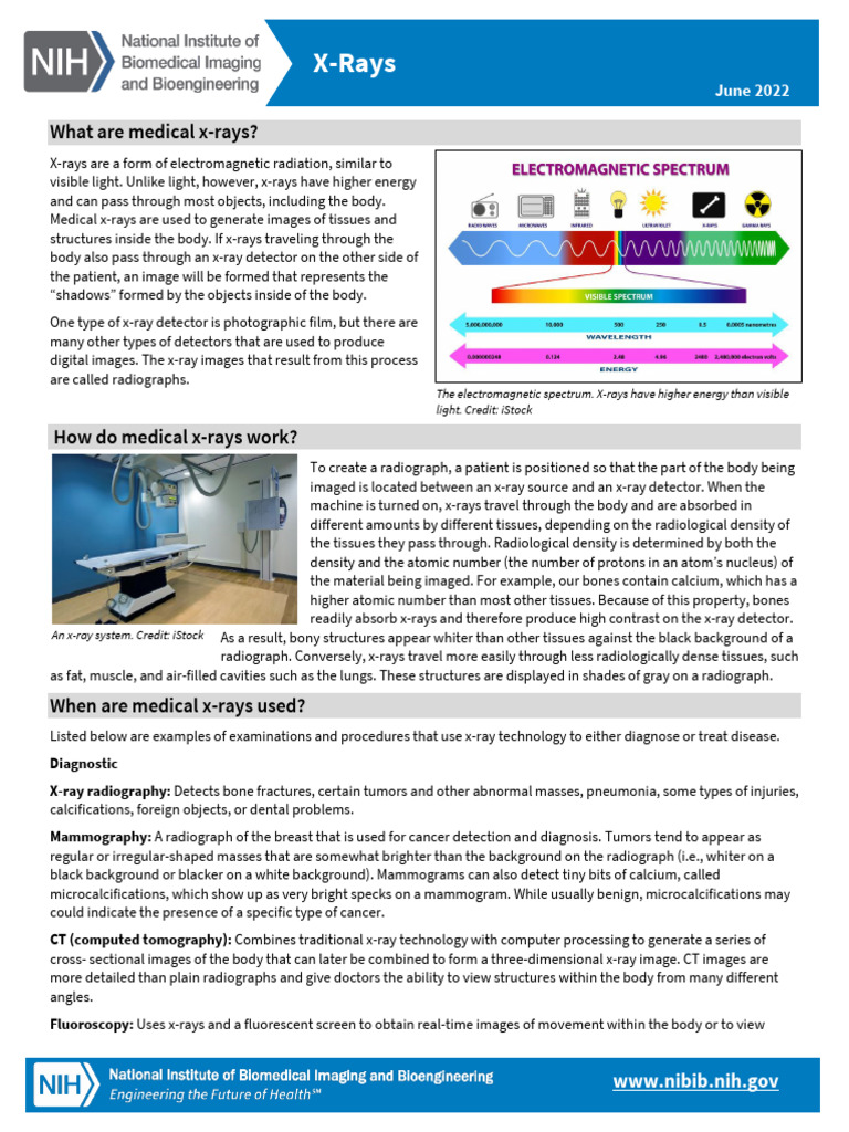 Fact Sheet X Rays June 2022 | PDF | Radiography | X Ray