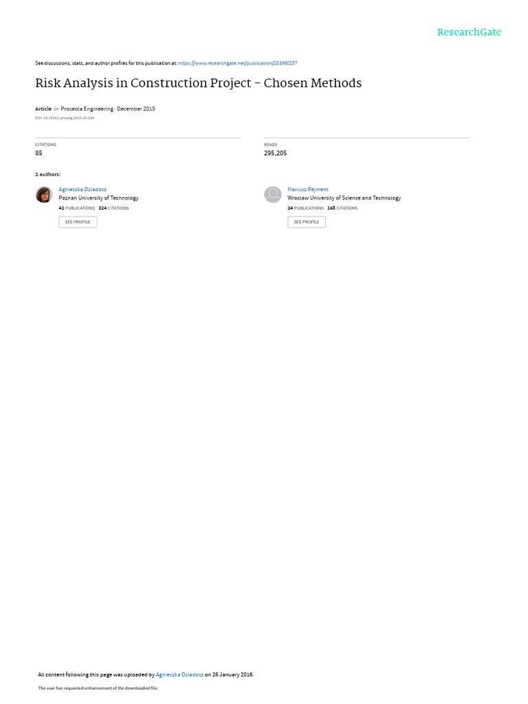 Risk Analysis Methods in Construction | PDF | Computers