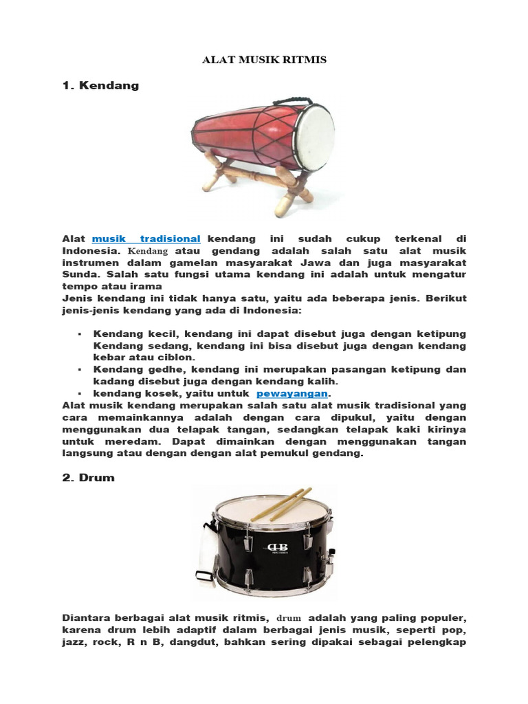 Jenis Alat Musik Ritmis di Indonesia | PDF